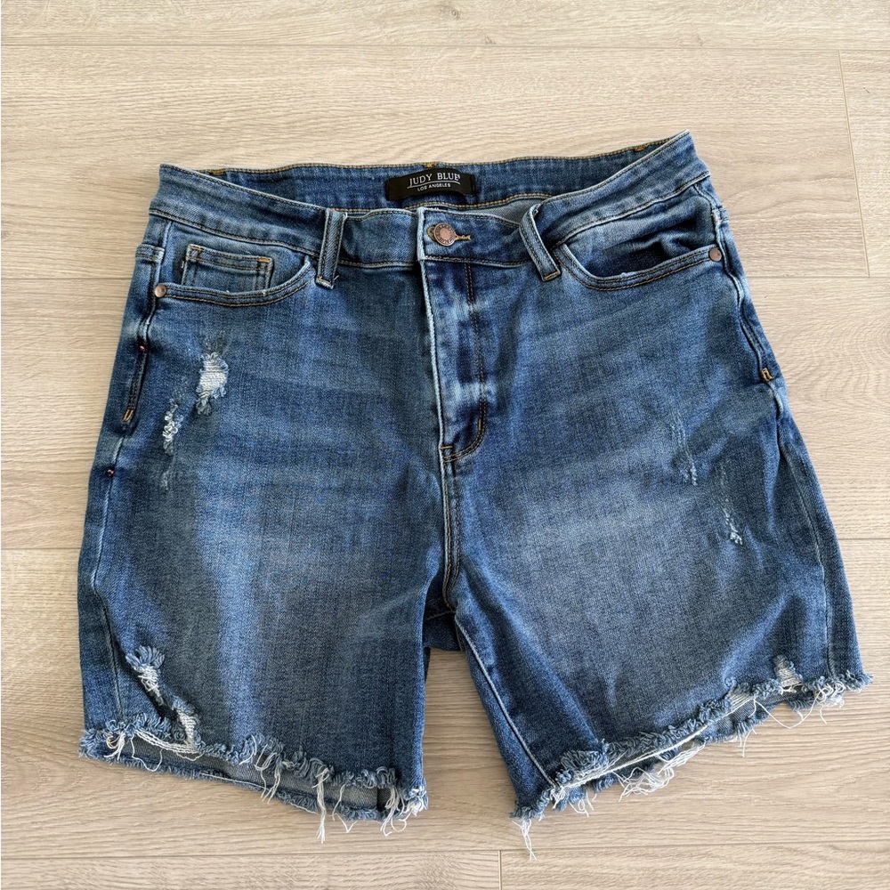 Judy Blue Blue Jean Shorts Distressed Cut-Offs